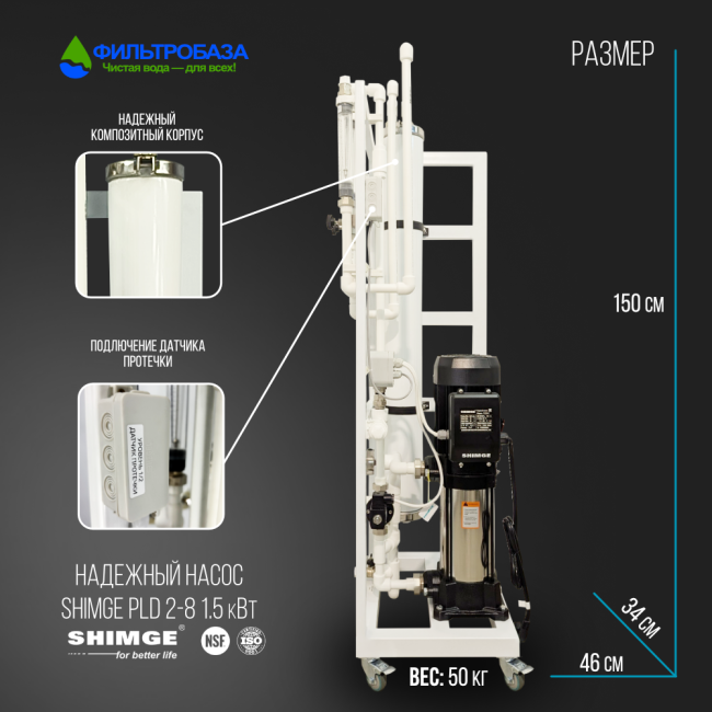 Размер и вес системы обратного осмоса NECOZ GOKENIN 250 STANDART PRO Размер и вес системы обратного осмоса NECOZ GOKENIN 250 STANDART PRO